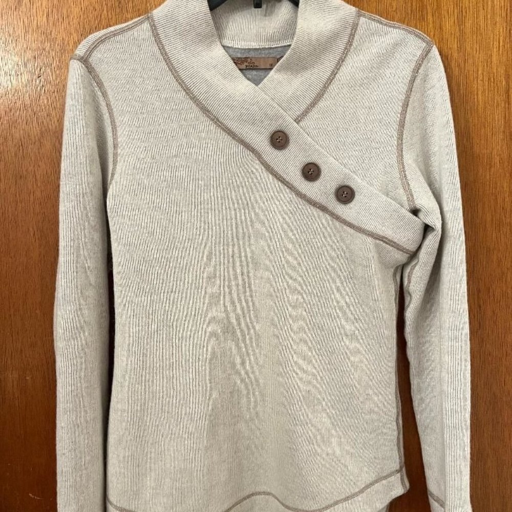 Prana Cream and Brown Crew Neck Sweater